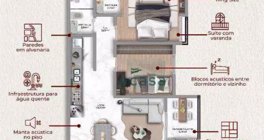 Apartamento no Ed. Paris Palace à venda, 56 m² por R$ 585.936 - Neva - Cascavel/PR