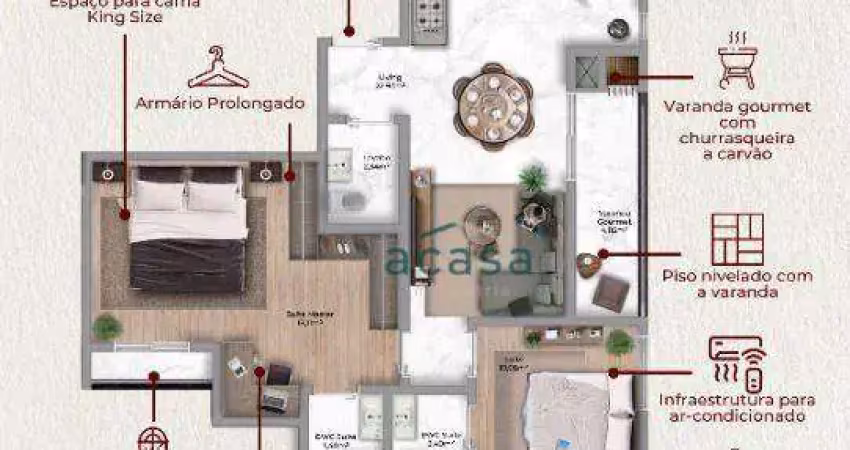 Apartamento no Ed. Paris Palace à venda, 68 m² por R$ 491.260 - Neva - Cascavel/PR