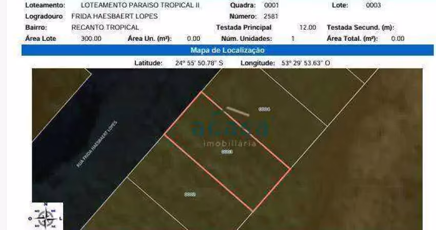 Terreno à venda, 300 m² por r$ 320.000,00 - paraíso tropical ii - cascavel/pr