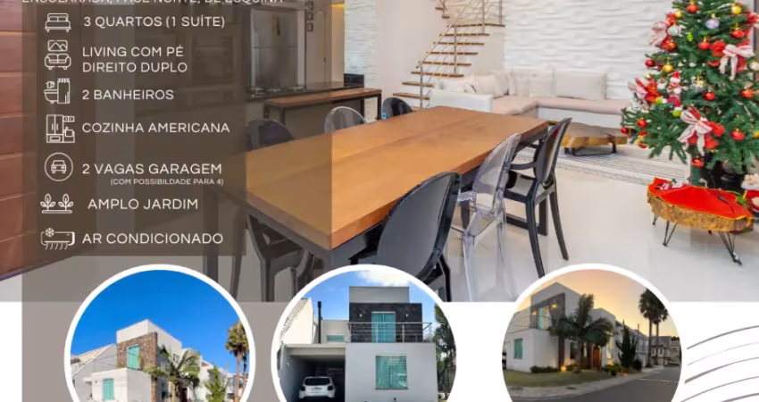 Casa moderna, living  com pé direito duplo , 3 quartos em condomínio fechado