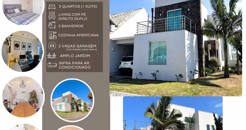 Casa em condomínio, com 3 quartos, living  com pé direito duplo, ensolarada, de esquina
