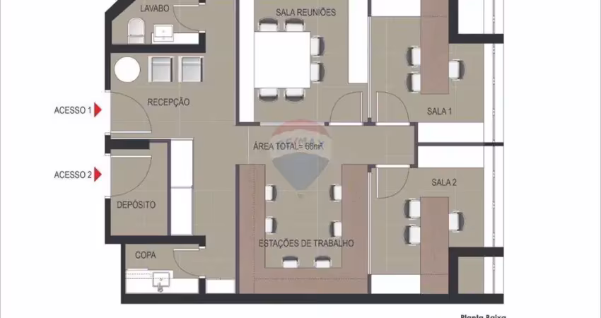Sala comercial 64,31m² mobiliada - no stone hills business - excelente oportunidade de investimento