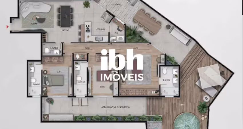 Apartamento à venda, 3 quartos, 3 suítes, 2 vagas, serra - belo horizonte/mg