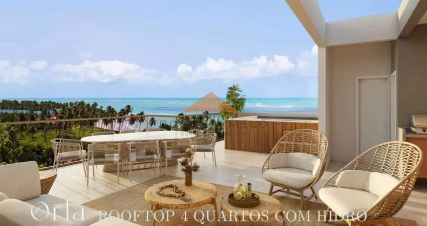 Apartamento 3 quartos rooftop com hidromassagem no orla resort na praia dos carneiros – 116m² | brinde o pôr do sol na sua hidromassagem particular
