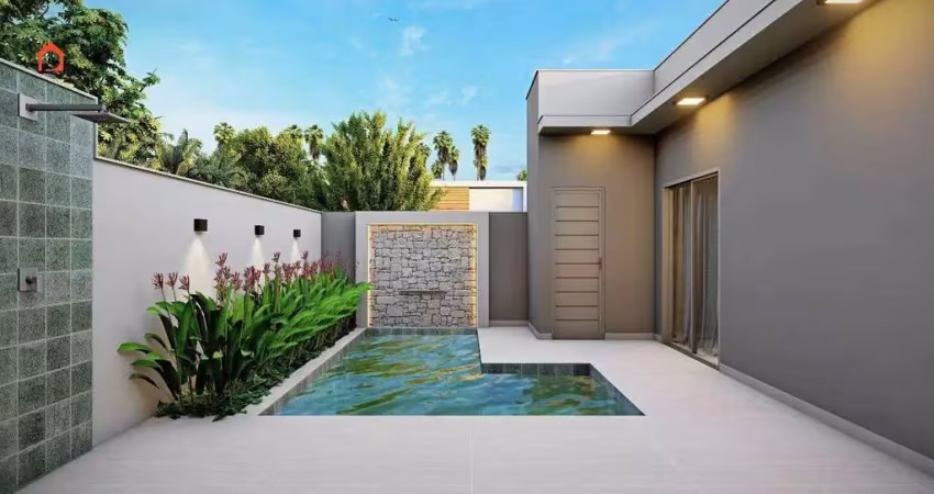 Casa térrea em condomínio fechado, dona maria cândida indaiatuba - fachada moderna, com 3 suítes, piscina aquecida e ambientes planejados