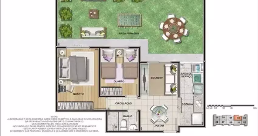 Apartamento térreo com área externa para venda no barreto em macaé/rj, 02 quartos, 1 vaga, lazer.