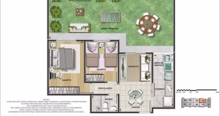 Apartamento térreo com área externa para venda no barreto em macaé/rj, 02 quartos, 1 vaga, lazer.