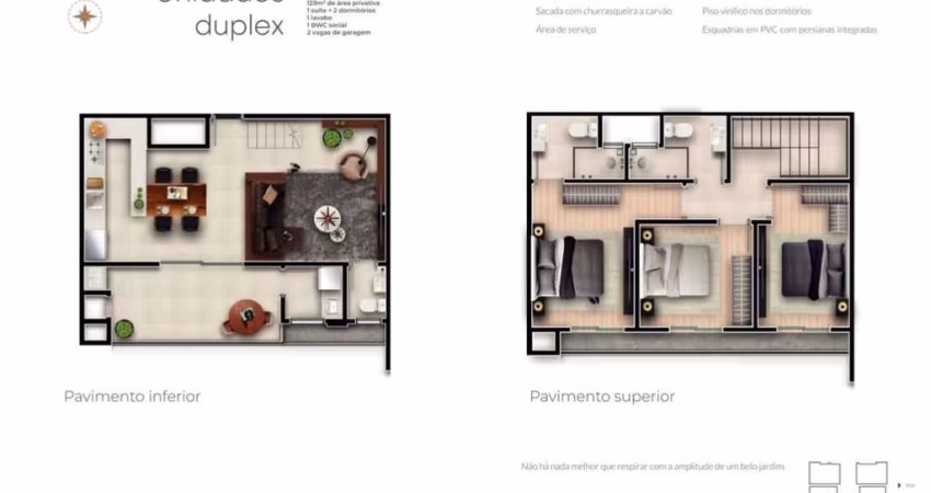 Apartamento Duplex com 3 dormitórios à venda, 123 m² por R$ 1.293.010,08 - Gravatá - Navegantes/SC