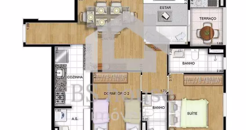 Novo!!! apto - 84m² - 3 dorms e 2 vagas - próximo ao aramaçan