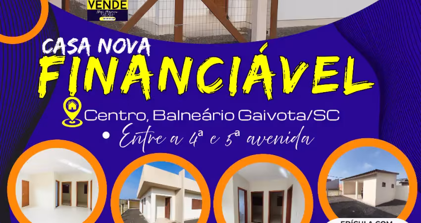 Casa nova,  com edícula, financiável (aceita veículo na troca)