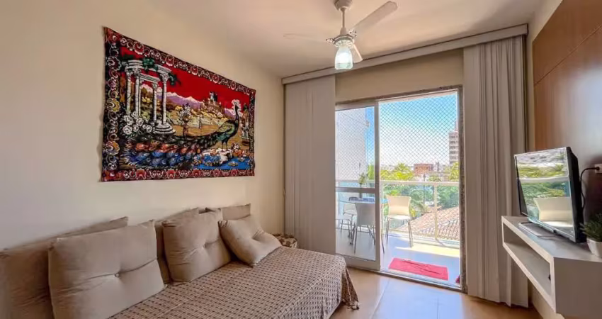 Apartamento com 1 suíte, varanda e lazer completo à venda na praia de peracanga, em guarapari, com vista, sol da manhã e portaria 24h.