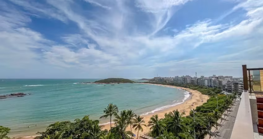 Cobertura nova de 3 suítes, varanda gourmet e lazer completa `venda de frente para a praia de peracanga, enseada azul - guarapari/es.
