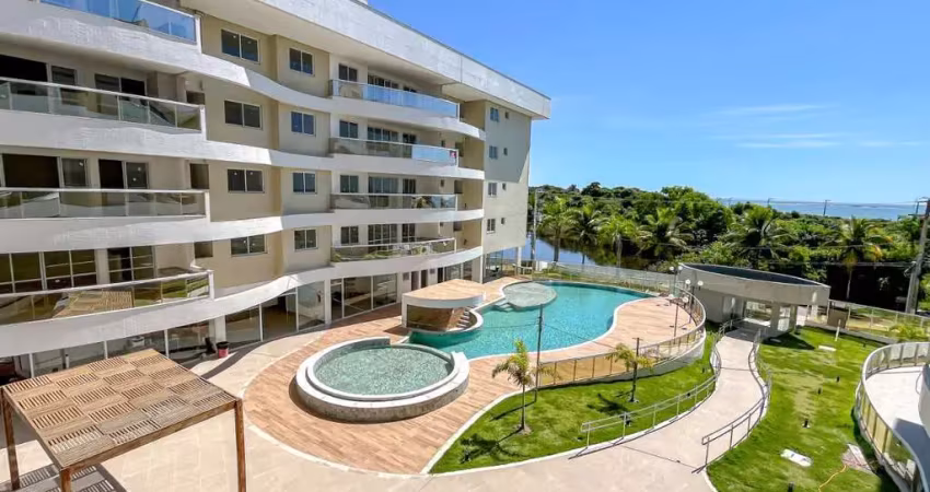 Apartamento novo em nova guarapari/es - frente para a lagoa - 3 quartos, 2 vagas de garagem e lazer completo. entrega para dezembro de 2o23.