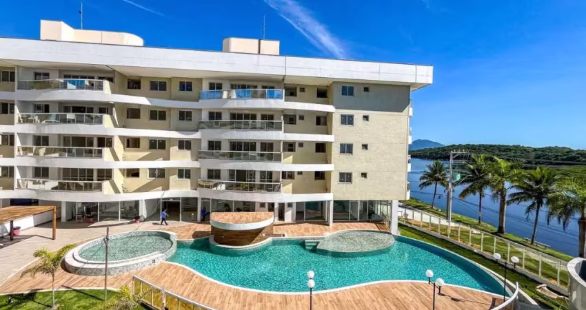 Apartamento em nova guarapari/es de frente para a lagoa, a 140 m da praia, de 3 quartos, 2 vagas e lazer completo. entrega dezembro 2023.