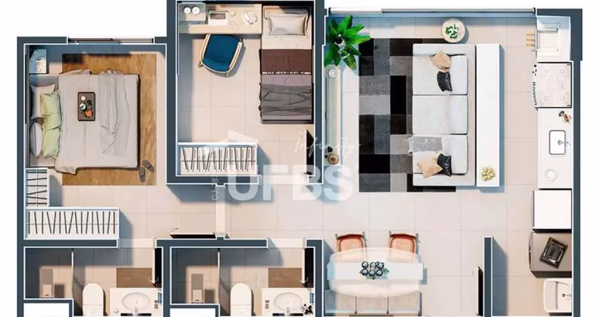 Apartamento com 2 quartos à venda na Rua Presidente Linhares, Vila Rosa, Goiânia