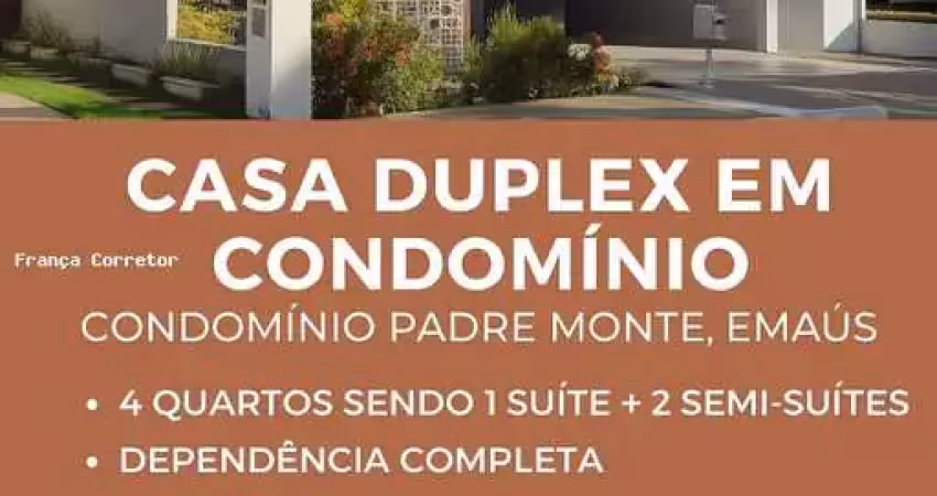 Casa em condomínio para venda em parnamirim, emaús, 4 dormitórios, 2 suítes, 4 banheiros, 4 vagas