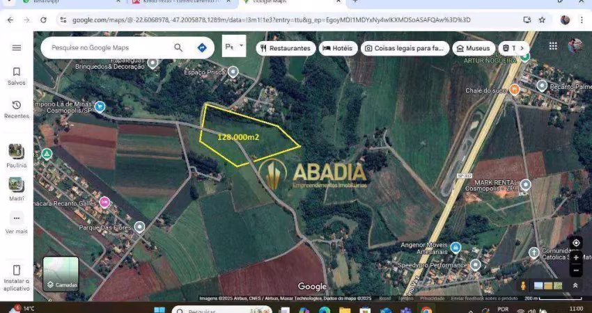 Área rural em cosmópolis próximo a rodovia zeferino vaz.