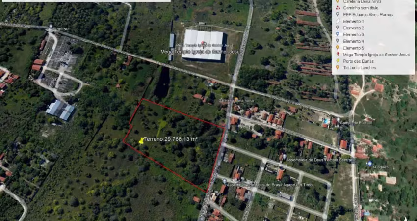 Terreno no eusébio, 29768,13 m², próximo a estrada do fio, mega templo