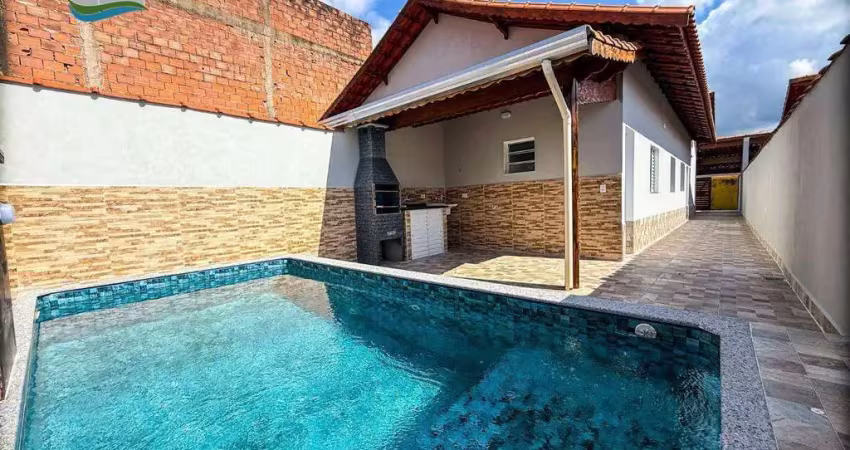 Casa com 2 dormitórios, piscina com cascata por r$ 379.900 - jardim praia grande - mongaguá/sp