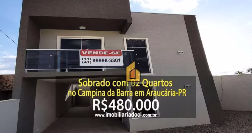 Sobrado de 02 quartos no campina da barra em araucária-pr - a venda por r$ 480.000,00