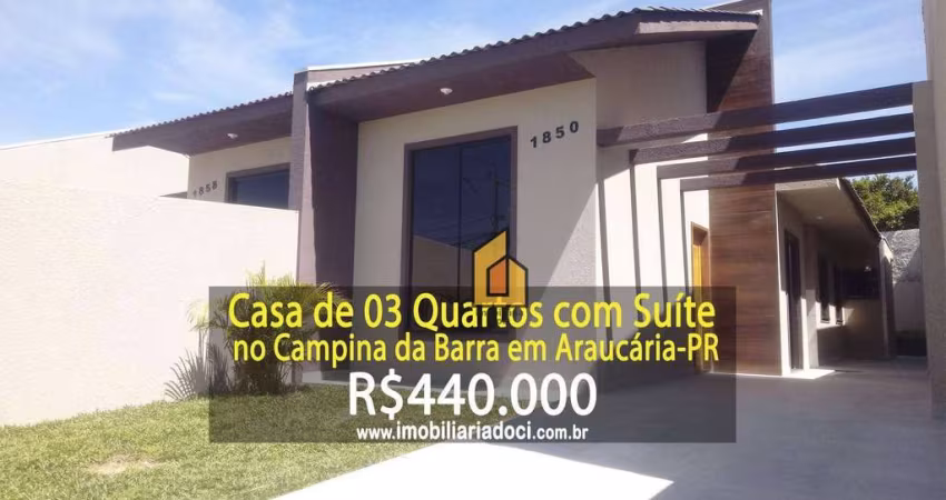 Casa com 3 dormitórios à venda, 70 m² por R$ 440.000,00 - Campina da Barra - Araucária/PR