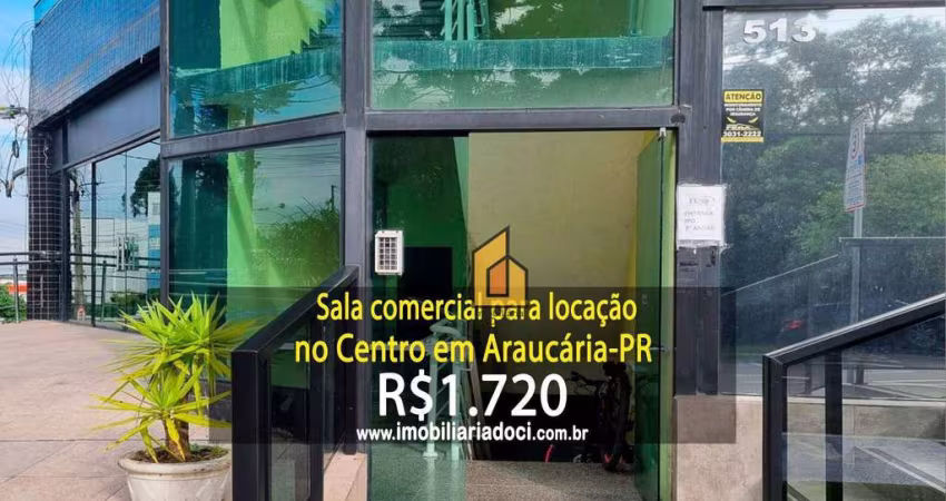 Sala comercial no Centro em Araucária-PR  - Locação por R$1.720,00  - Água, luz e condomínio inclusos