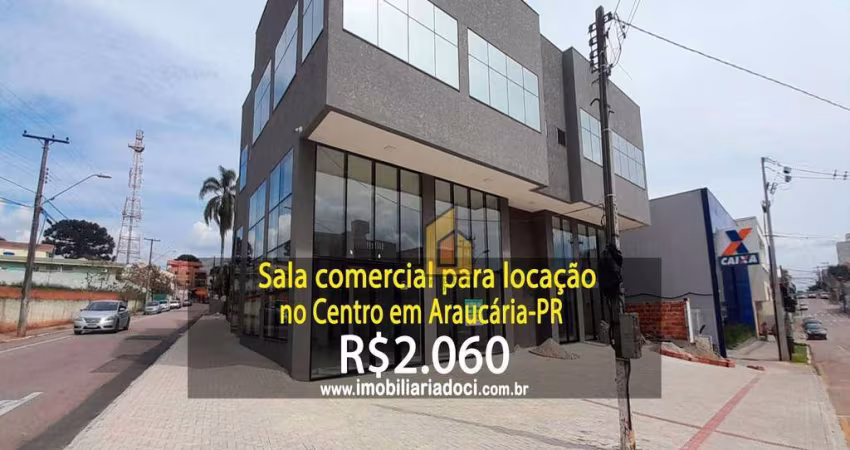 Sala comercial com 40,64m² no Centro em Araucária-PR  - Locação por R$2.060,00
