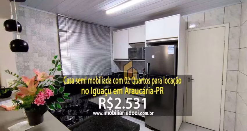 Casa semi mobiliada com 02 quartos no iguaçu em araucária-pr  - locação por r$2.531,00