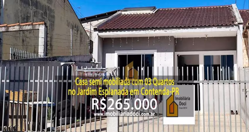 Casa semi mobiliada com 03 quartos no jardim esplanada em contenda-pr  - a venda por r$265.000,00