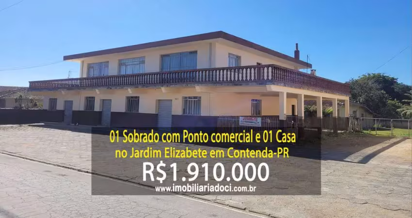 01 sobrado com ponto comercial e 01 casa no jardim elizabete em contenda-pr  - a venda por r$1.910.000,00