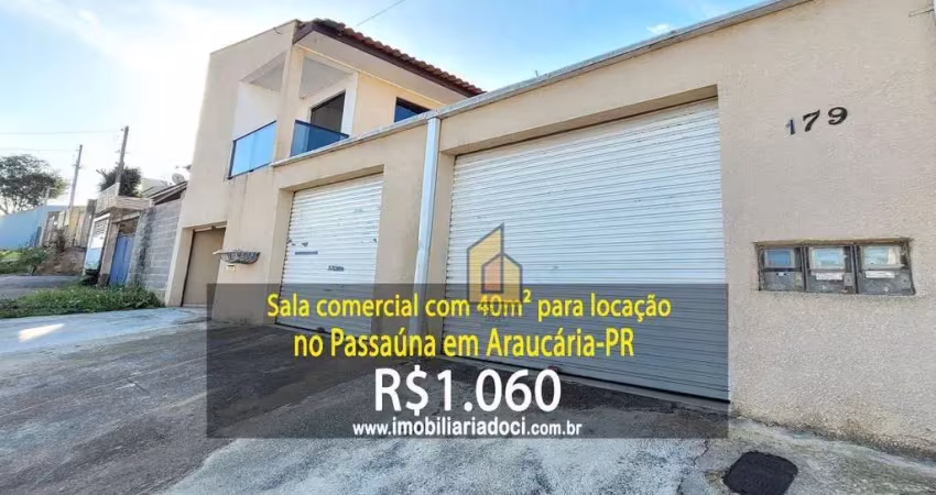 Sala comercial com 40m² no passaúna em araucária-pr  - locação por r$1.060,00