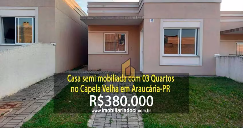 Casa semi mobiliada com 03 quartos no capela velha em araucária-pr  - a venda por r$380.000,00