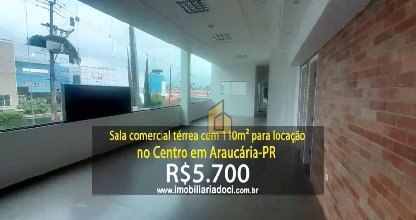 Sala comercial térrea com 110m² no centro em araucária-pr  - locação por r$5.700,0