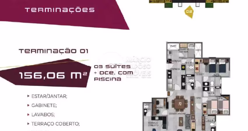 Cobertura com piscina - 156,06m² - edf merlot - jatiuca
