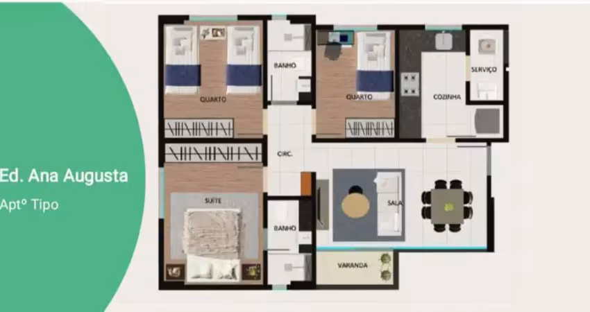 Apartamento à venda no ana augusta com 3 quartos e 66m²