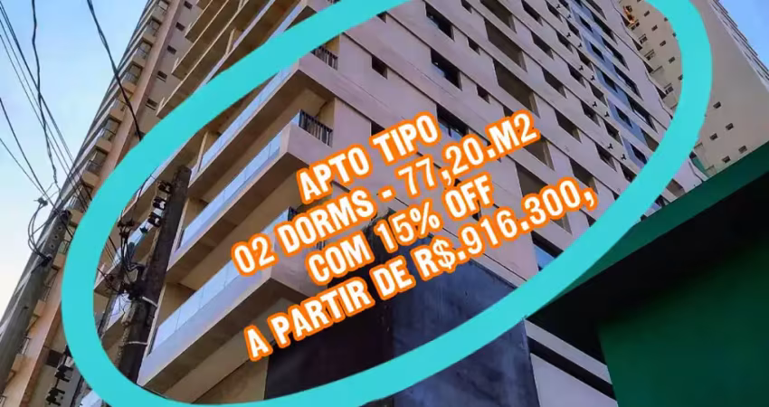 Apartamento lançamento - 02 dorms (suíte) - sacada - lazer - garagem - próximo à praia e junto ao shopping praiamar..