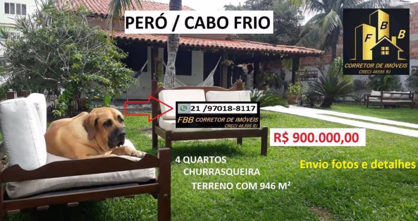 Casa para Venda em Cabo Frio, Peró, 4 dormitórios, 3 banheiros, 9 vagas