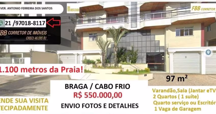 Apartamento para Venda em Cabo Frio, Braga, 2 dormitórios, 1 suíte, 3 banheiros, 1 vaga