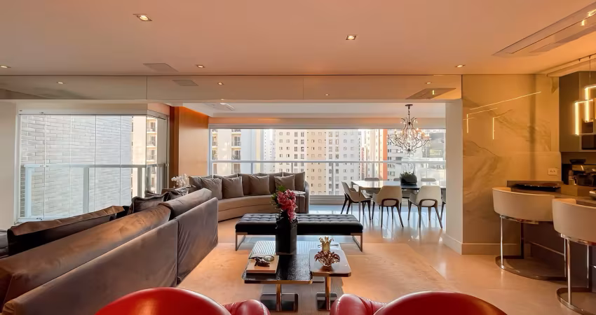 Exclusivo: apartamento mobiliado 182m² 3 suítes e 4 vagas em moema